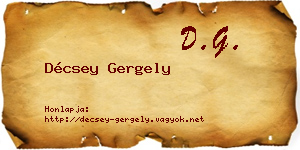 Décsey Gergely névjegykártya